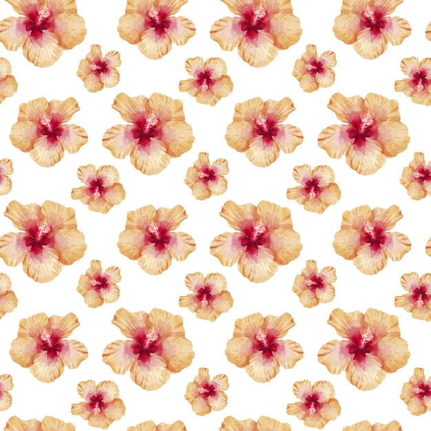 Colorful watercolor Seamless pattern with tropical hibiscus flowers Summer background wallpaper