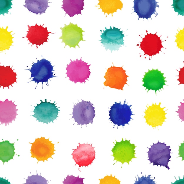 Colorful watercolor splashes isolated on white background