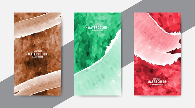 Colorful watercolor stains background design collection for social media template and stories