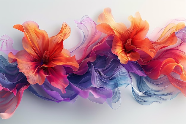 a colorful wave with the colors of flowers and the word hibiscus