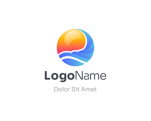 Colorful wave with sun logo gradient