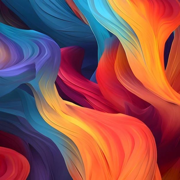 Colorful waves 3D lines orange as abstract background wallpaper