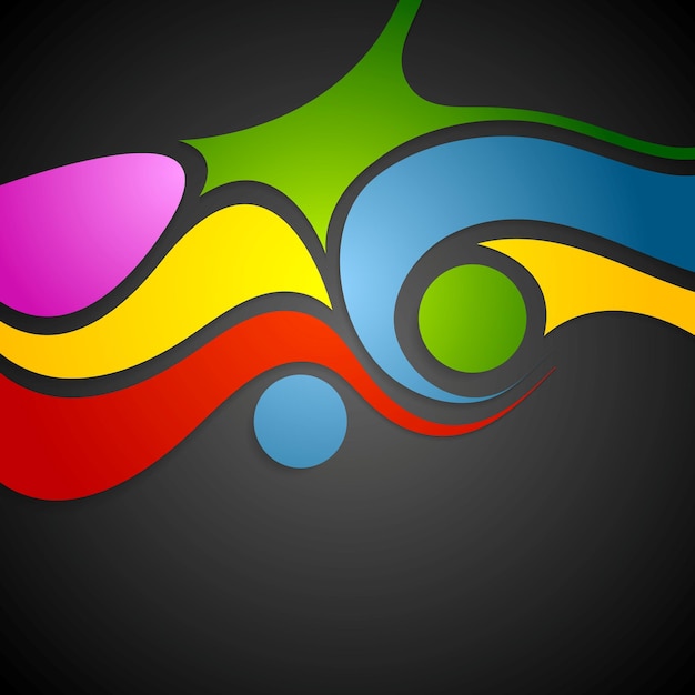 Colorful wavy pattern on black background. Vector design