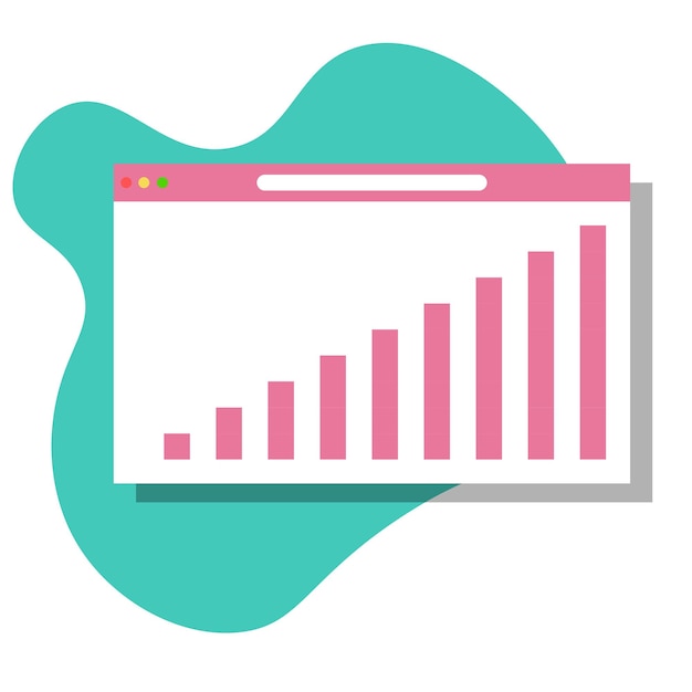 Colorful website vector icon with graph, data analysis chart or analytics audit report, flat design. business concept.