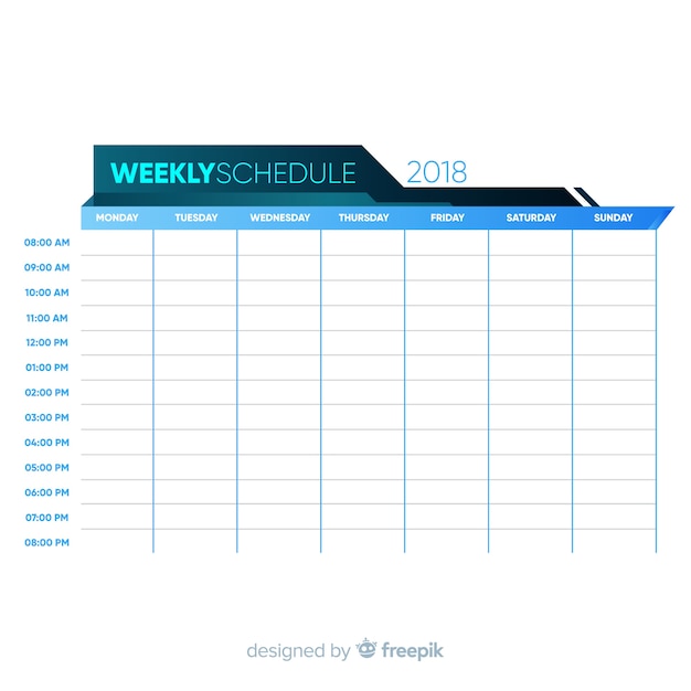 Vector colorful weekly schedule template with flat design