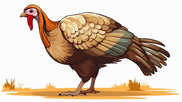 Colorful Wild Turkey Cartoon Illustration Vector