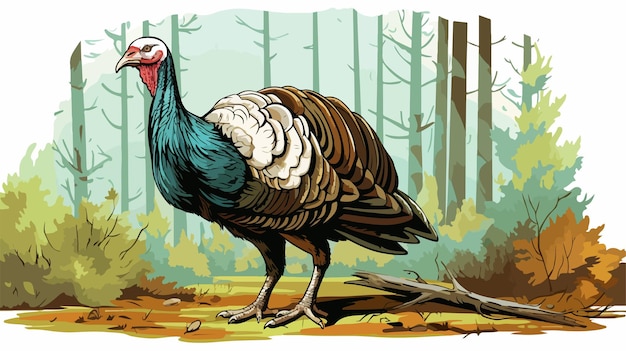 Colorful Wild Turkey Cartoon Illustration Vector