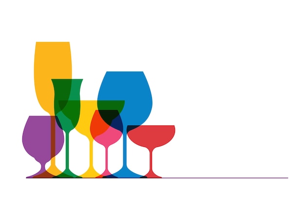 colorful wine glass vector illustration