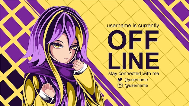 colorful winter cartoon anime offline banner for twitch