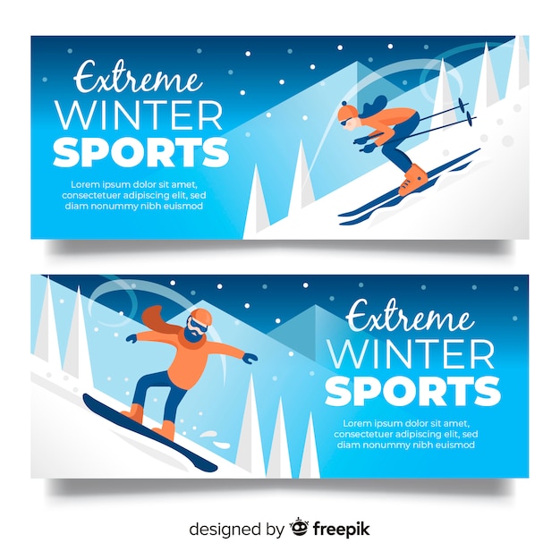 Colorful winter sport element collection