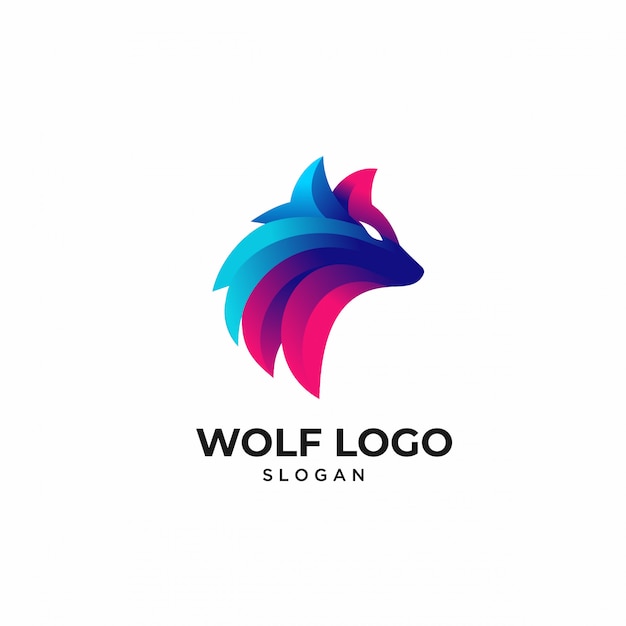 Colorful Wolf Animal Logo Templates