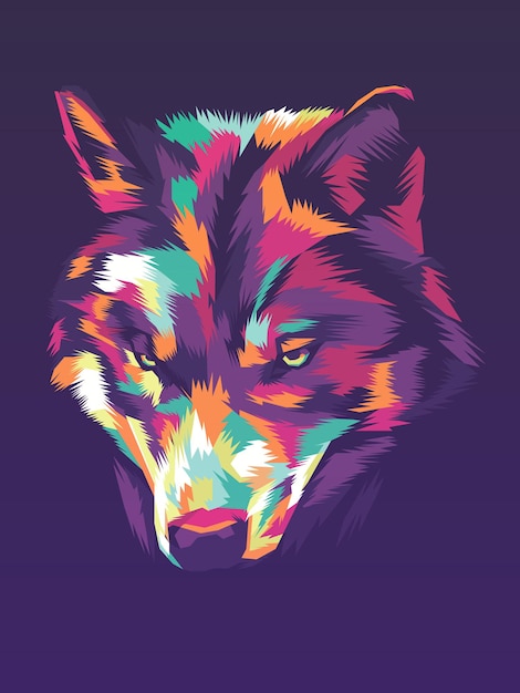 Colorful Wolf Head Illustration