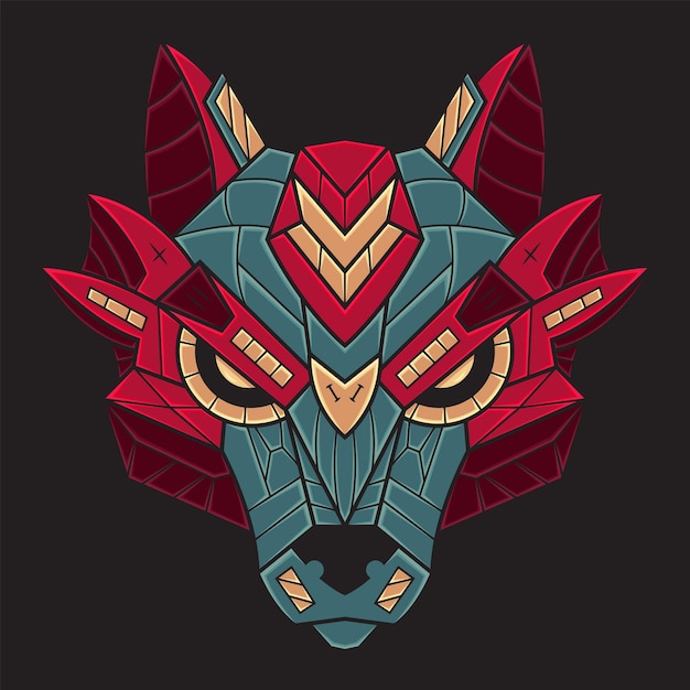 Vector colorful wolf head illustration