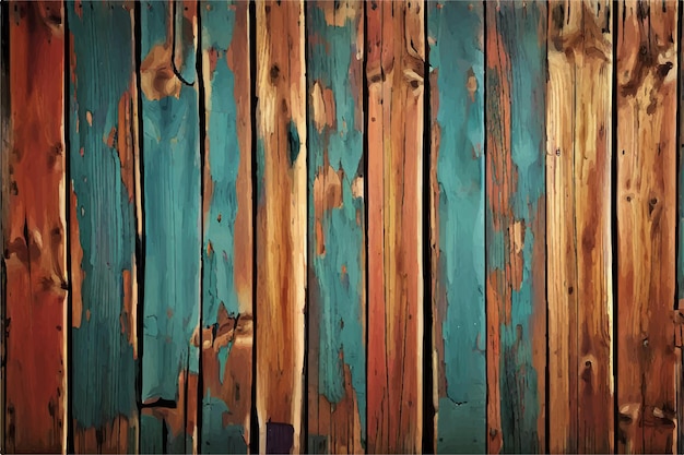 Vector colorful wood background old colored painted wooden boards texture of ancient wood wood texture