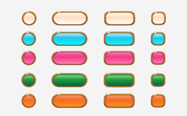 colorful wooden style user interface buttons