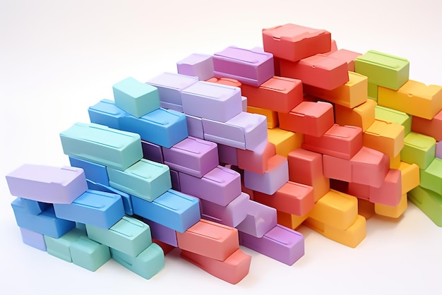 Vector colorful wooden toy cubes isolated on a white background