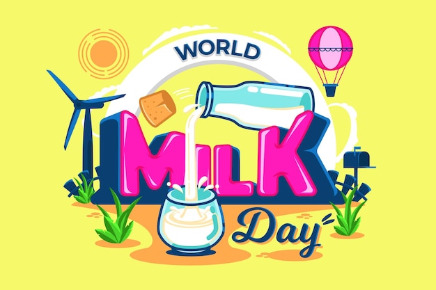 Colorful World Milk Day Concept