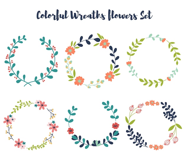 Colorful wreaths vector floral