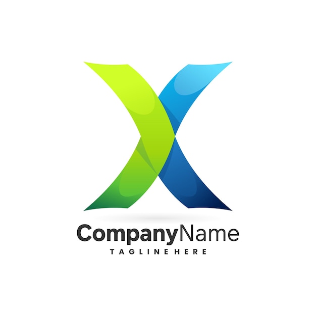 colorful x arrow logo design template