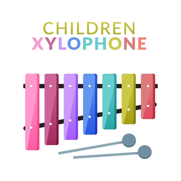 The Colorful Xylophone Isolated Vector Illustration