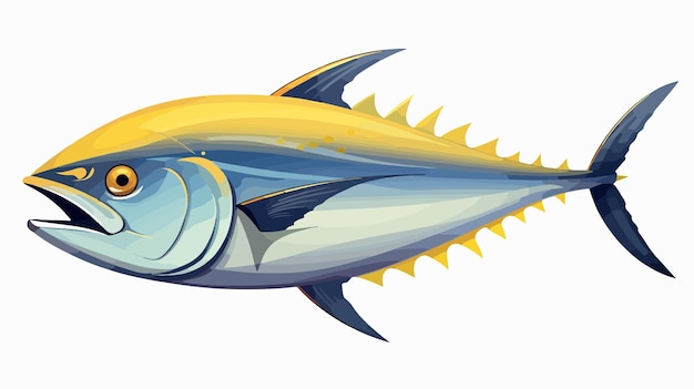 Vector colorful yellowfin tuna swimming cartoon vector illustration