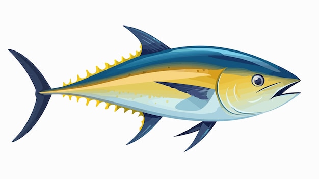 Vector colorful yellowfin tuna swimming cartoon vector illustration