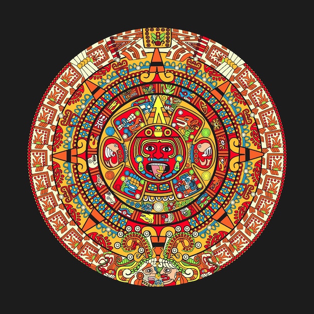 COLORFULL MAYA AZTEC CALENDAR