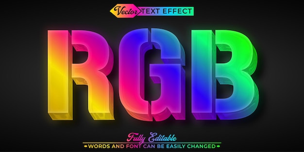 Vector colorfull rgb vector editable text effect template