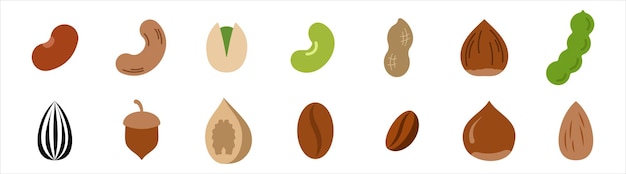 colorfull seed icon object walnut chesnut peanut