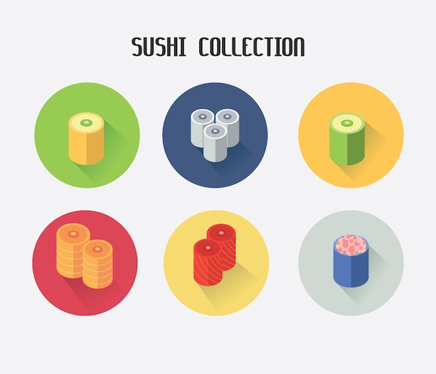 Colorfull Sushi Kawai Collection Icon. Suitable for your icon food