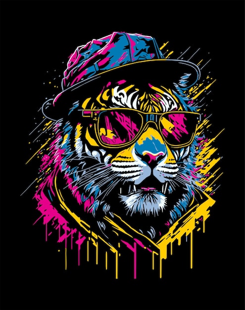 colorfull tiger vector for clothing brand