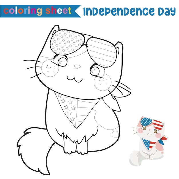 Coloring activity for children 4th of July coloring page for kindergarten and preschool children