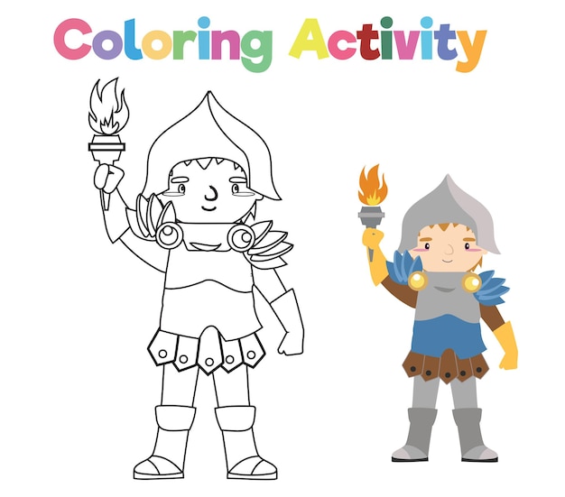 Coloring activity for children Coloring fairy tale Medieval Kingdom Vector file