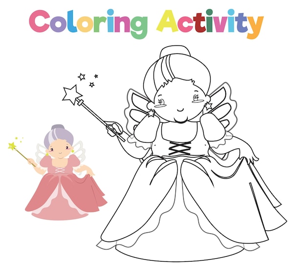 Coloring activity for children Coloring fairy tale Medieval Kingdom Vector file