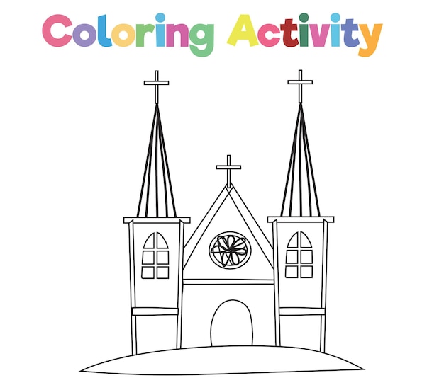 Coloring activity for children Coloring fairy tale Medieval Kingdom Vector file