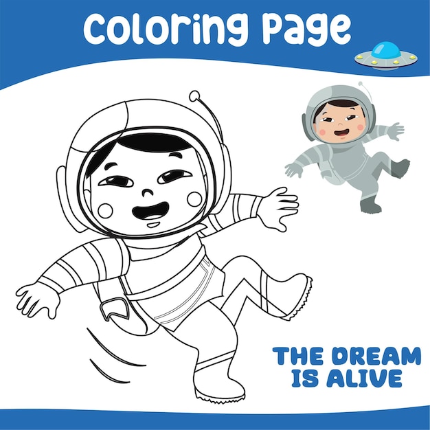 Coloring activity for children with space exploration theme Vector illustration file