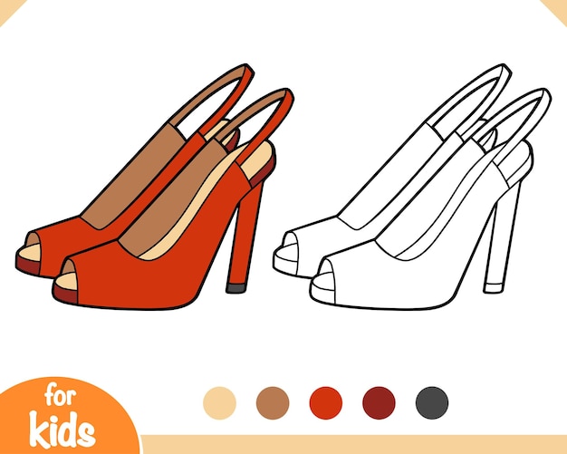 Coloring book cartoon women shoes