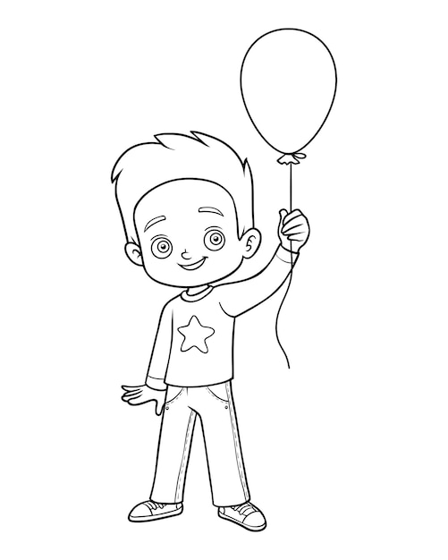 Coloring book for children, Boy and balloon