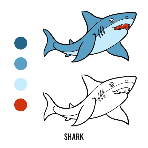 Coloring book for children, cartoon animal Shark