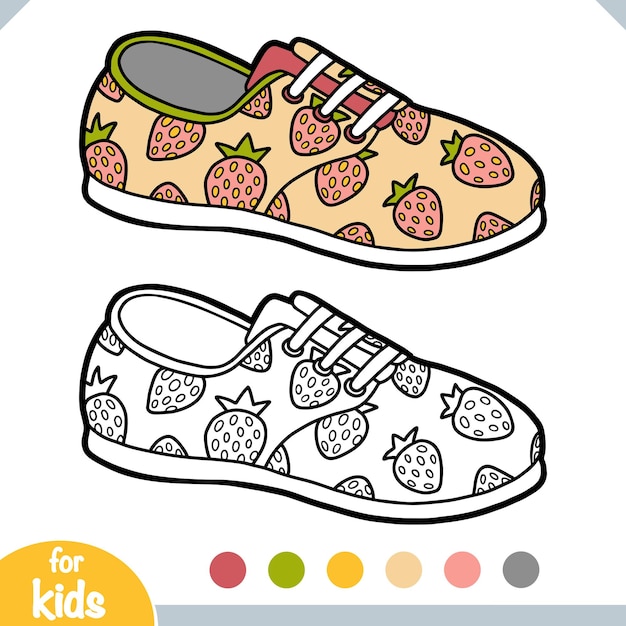 Coloring book for children cartoon shoe collection Plimsoll