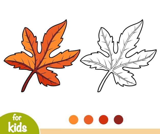 Coloring book for children, Fig tree leaf