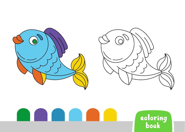 Vector coloring book for children fish page for books magazines vector template