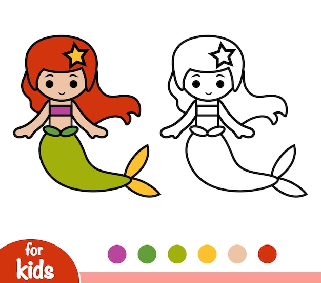 Coloring book for children, Mermaid