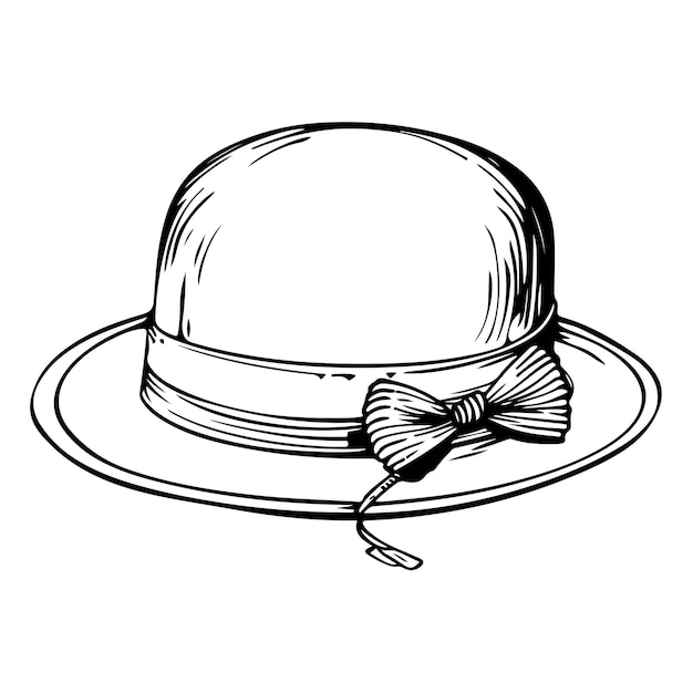 Vector coloring book children pencil sketch of bowler hat