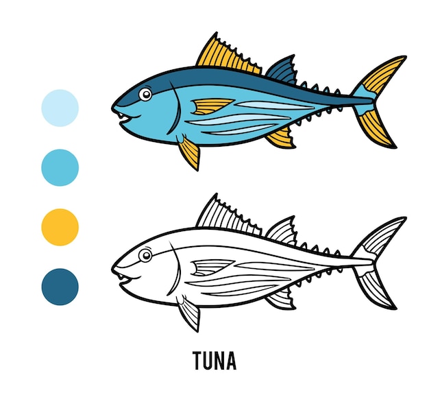 Coloring book for children Tuna