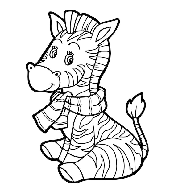 Coloring book for children, Zebra and scarf