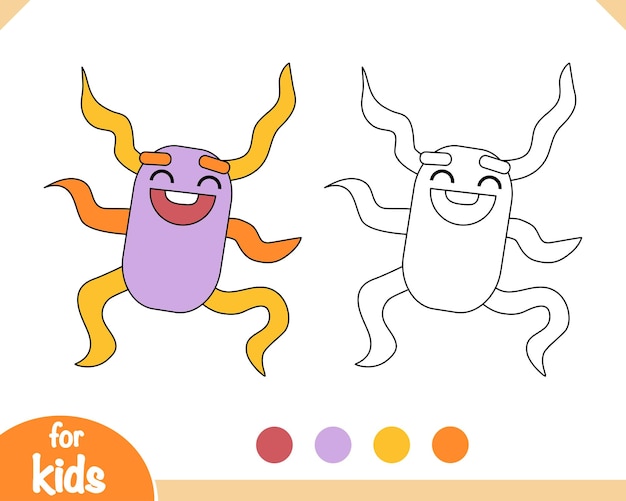 Coloring book Cute bacteria and virus character