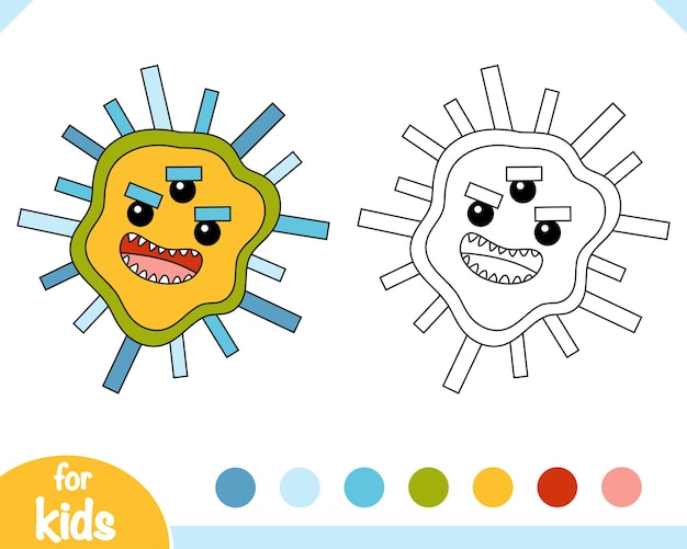 Coloring book Cute bacteria and virus character