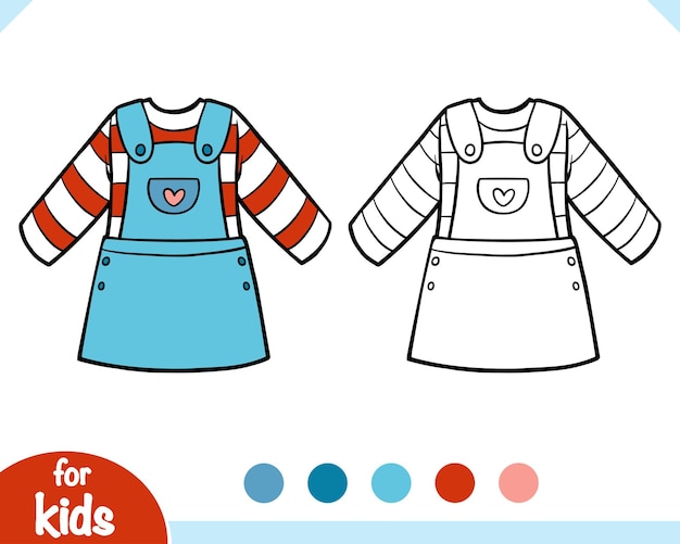 Coloring book denim overalls dress