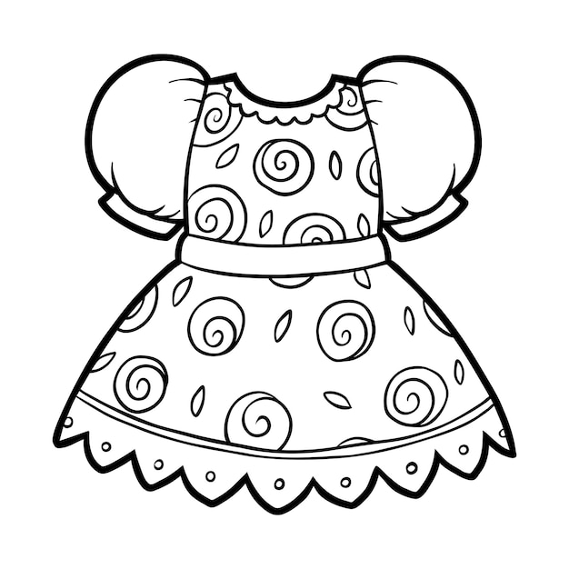 Coloring book Dress with rose pattern